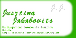 jusztina jakabovits business card